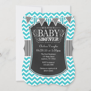 Invitation de Baby shower Turquoise Chalkboard Che