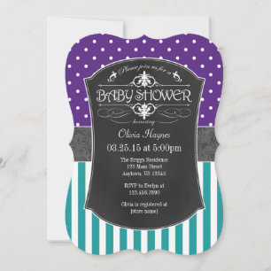 Invitation de Baby shower turquoise de bandes de t