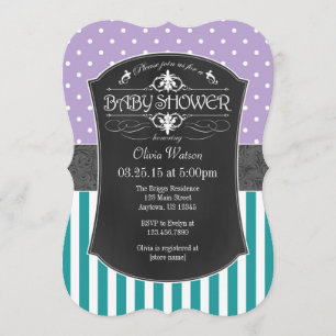 Invitation de Baby shower Turquoise de bandes de t