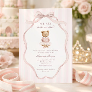 Invitation de Baby Shower « Tutu Excited Pink Coqu