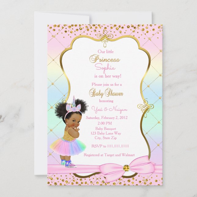 Invitation de baby shower Unicorn (Devant)