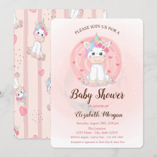 Invitation de Baby shower Unicorn mignonne
