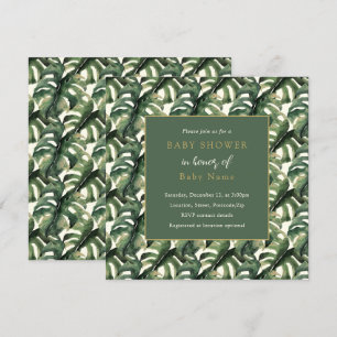 Invitation de baby shower unisex feuille Monstera