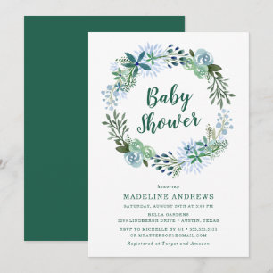 Invitation de Baby Shower Verte Florale Délicieuse