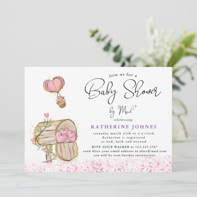 invitation de baby shower virtuel de boîte aux let (Debout devant)