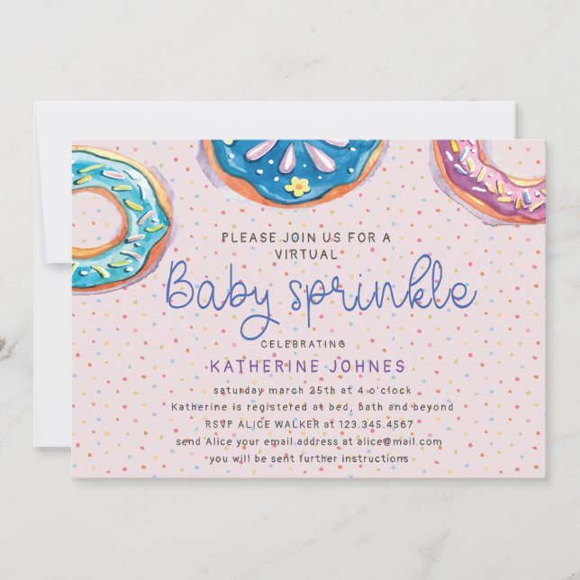 Invitation de baby shower virtuel Donuts et Sprink (Devant)