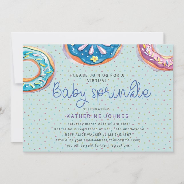 Invitation de baby shower virtuel Donuts et Sprink (Devant)