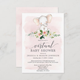 Invitation de Baby shower virtuel Pink Elephant