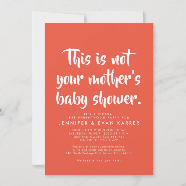Invitation de baby shower virtuel Witty dans le co (Devant)