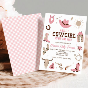 Invitation de Baby Shower Western Cowgirl Rose