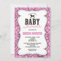 Invitation de Baby shower Western Pink Bandanna