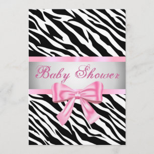 Invitation de Baby shower Zebra Print Pink Bow