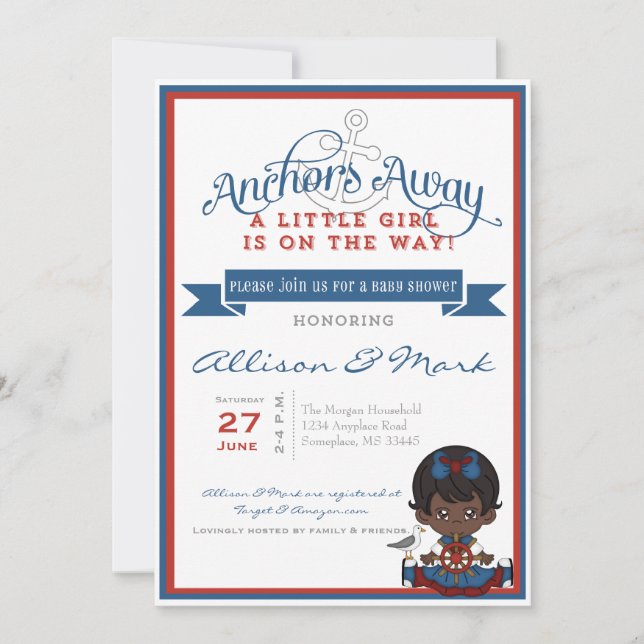 Invitation de Baby showers afro-américains (Devant)