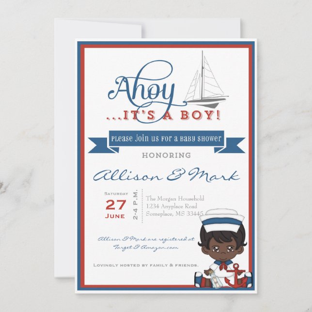 Invitation de Baby showers afro-américains (Devant)
