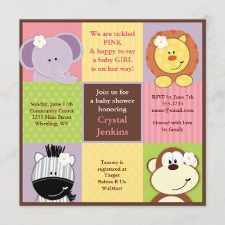 Invitation de Baby showers Carrés de la Jungle Cut