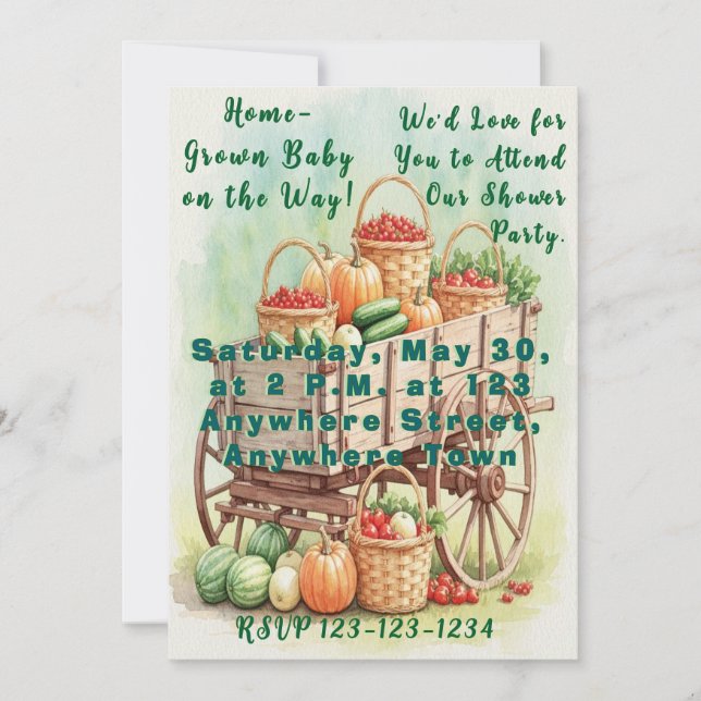 Invitation de Baby showers cultivés à la ferme ave (Devant)