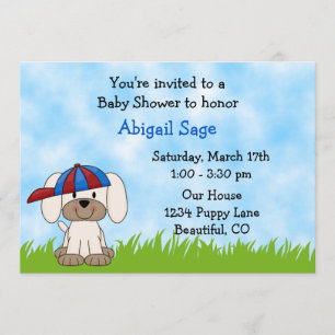 Invitation de Baby showers de chiots pour les garç