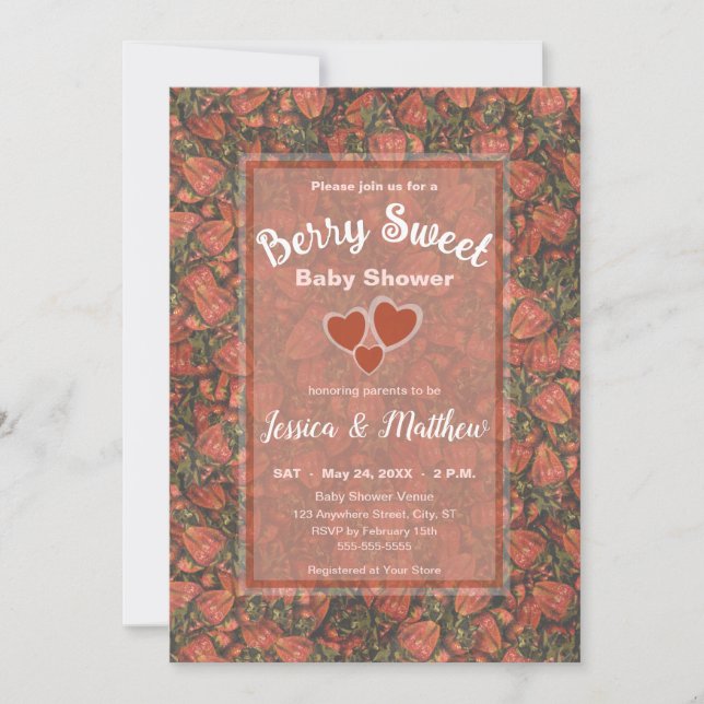 Invitation de Baby showers de fruits secs - Fraise (Devant)