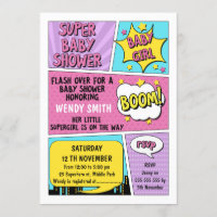 Invitation de Baby showers de Superhero Girls