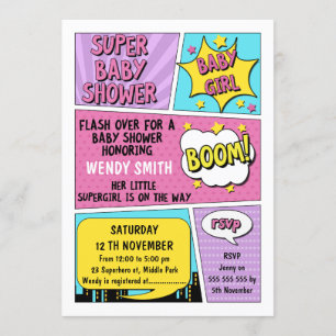 Invitation de Baby showers de Superhero Girls