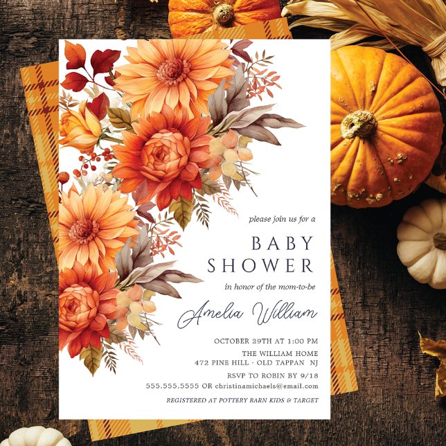 Invitation de Baby showers floraux Bliss d'automne (Créateur téléchargé)