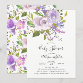 Invitation de Baby showers floraux de lavande