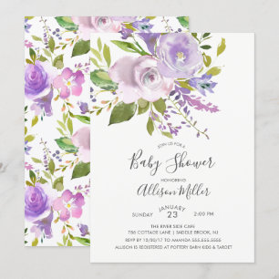 Invitation de Baby showers floraux de lavande