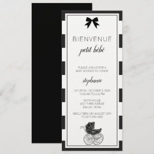 Invitation de Baby showers français noirs et blanc