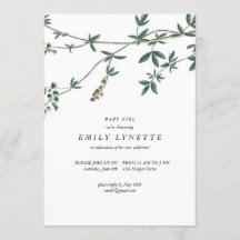 Invitation de Baby showers illustrée par des vigne