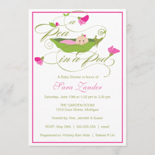 Invitation de Baby showers - Pois de filles dans u