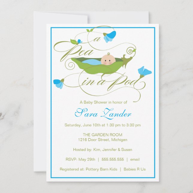 Invitation de Baby showers - Pois de garçon dans u (Devant)