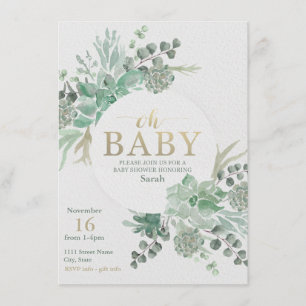 Invitation de Baby showers succulents - Invitation