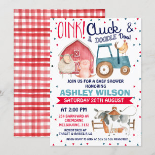 Invitation de baby showers thématiques de la ferme