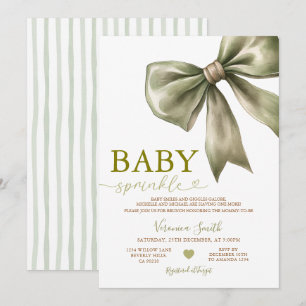 Invitation de Baby Sprinkle à l'arc en ruban vert 