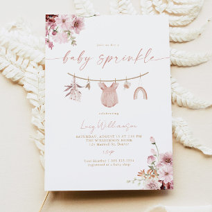 Invitation de baby sprinkle pour bébé fille aux fl