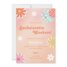 Invitation de Bachelorette Disco Flower Power des 