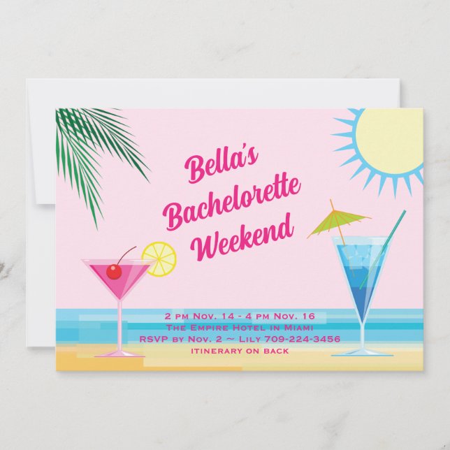 Invitation de bachelorette du week-end de Summerti (Devant)