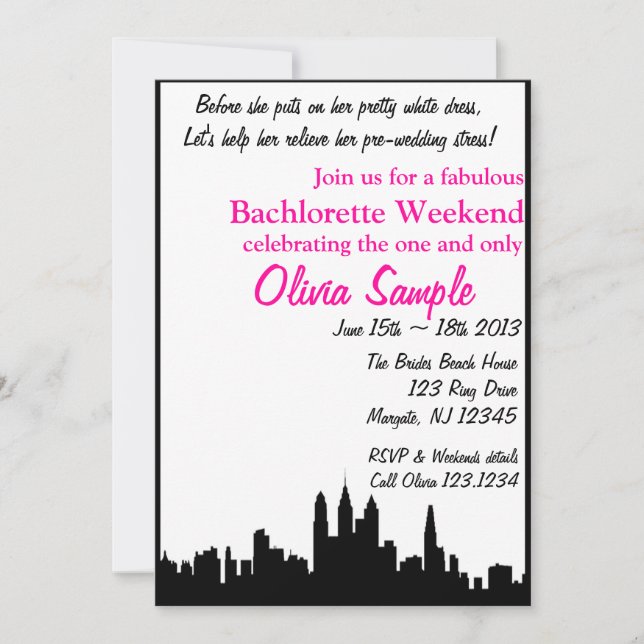 Invitation de Bachlorette de ville (Devant)