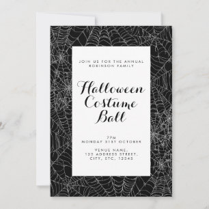 Invitation de bal d'Halloween noir et blanc