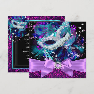 Invitation de bal masqué avec masque à paillettes
