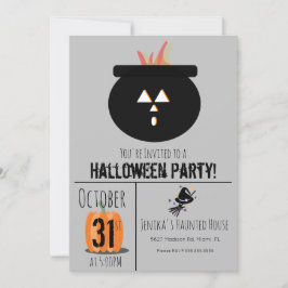 Invitation de balai de chapeau de sorcière Hallowe