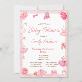 Invitation de ballerine à tutu rose modifiable