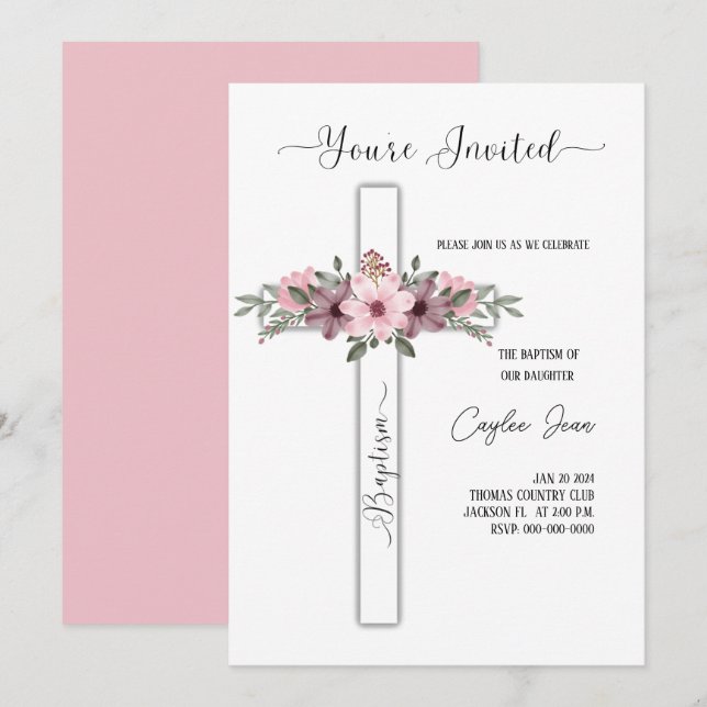 Invitation de baptême  (Devant / Derrière)