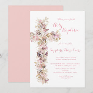 Invitation de baptême à l'aquarelle florale printe