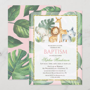 Invitation de baptême Animaux de la jungle Animaux