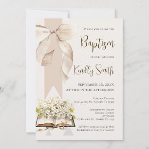 Invitation de baptême avec un nœud