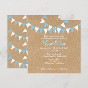 Invitation de baptême bleu Baby Bunting