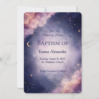 Invitation de baptême céleste | Galaxie à l'aquare