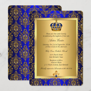 Invitation de baptême Couronne Royale Bleu Royale