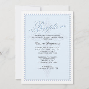 Invitation de baptême Croix Bleue